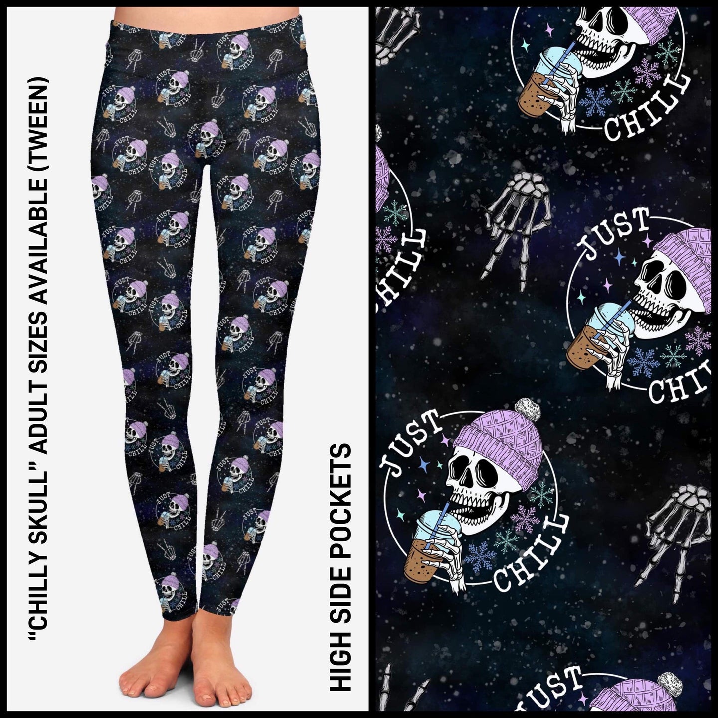 RTS - Chilly Skull Leggings with High Side Pockets