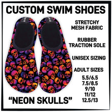 Load image into Gallery viewer, RTS - NEON SKULLS SWIM SHOES