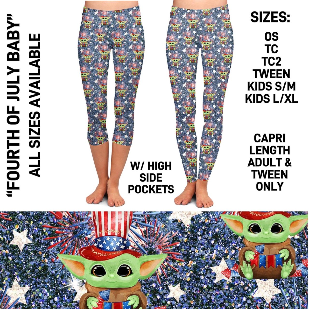 RTS - FOURTH OF JULY BABY W/POCKETS LEGGINGS