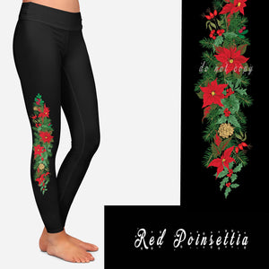 HOLIDAY BATCH 1- RED POINSETTIA LEGGINGS PREORDER CLOSING 9/10