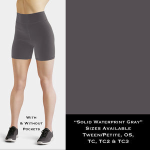 Solid GRAY Waterprint Yoga Shorts