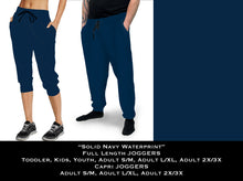 Load image into Gallery viewer, SOLID NAVY WATERPRINT FULL &amp; CAPRI LENGTH JOGGERS