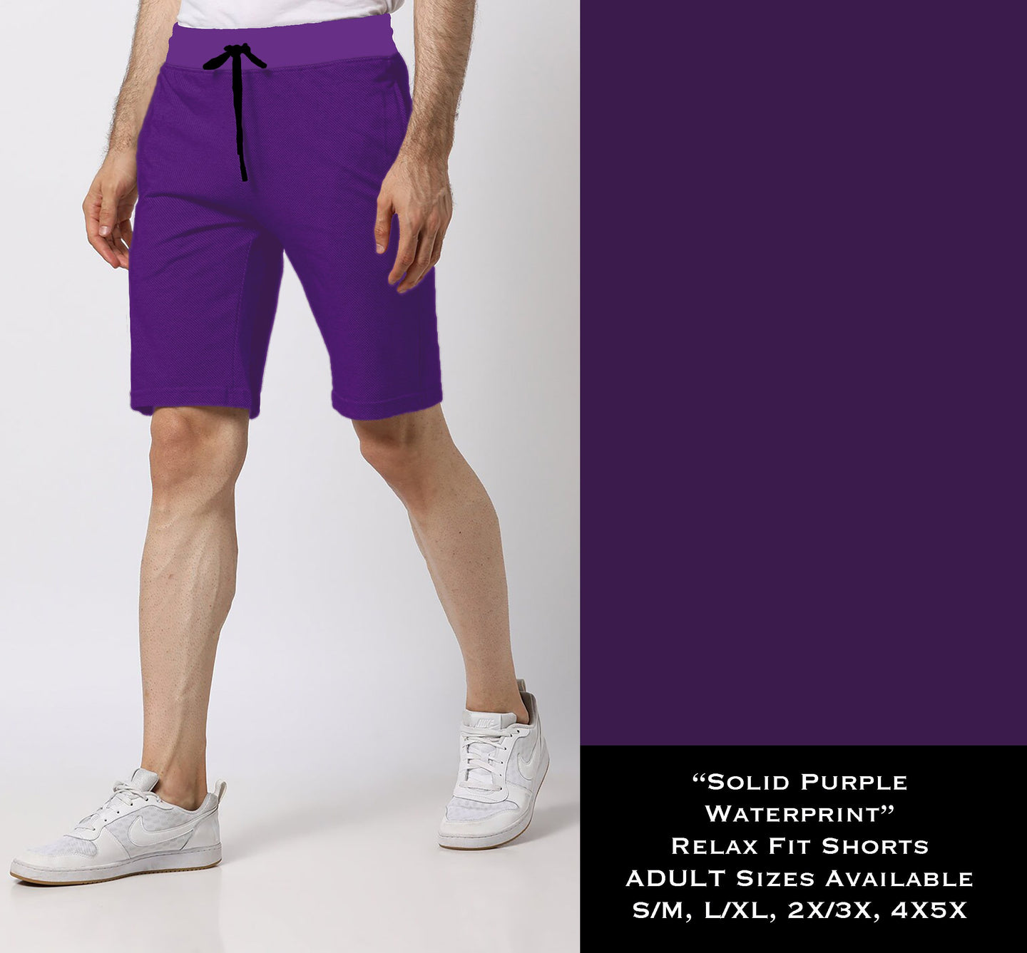 SOLID PURPLE WATERPRINT RELAXED FIT SHORTS