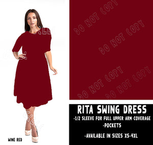 RITA SWING DRESS RUN-WINE RED- PREORDER CLOSING 9/2
